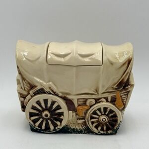 Vintage McCoy Pottery USA 1955 Western Covered Cookie Wagon Ceramic Cookie Jar